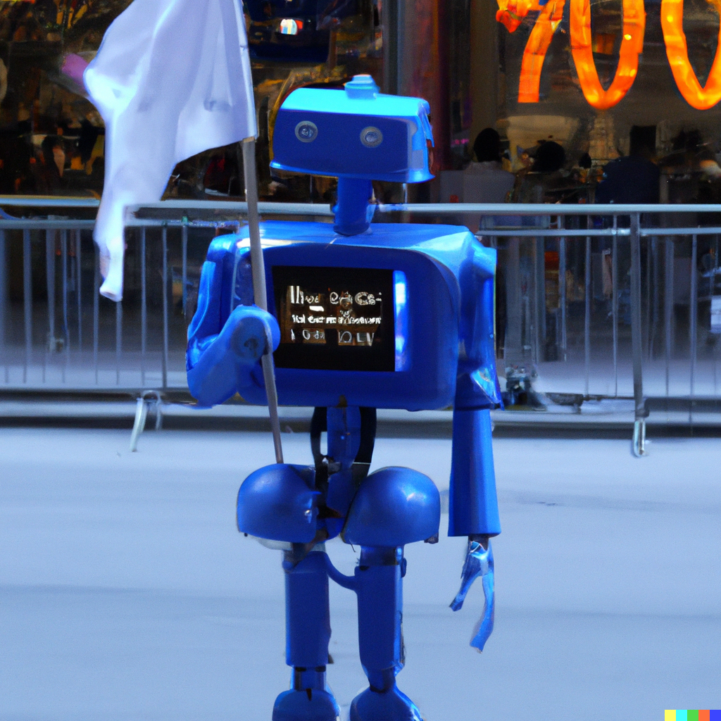 image of a robot with a flag